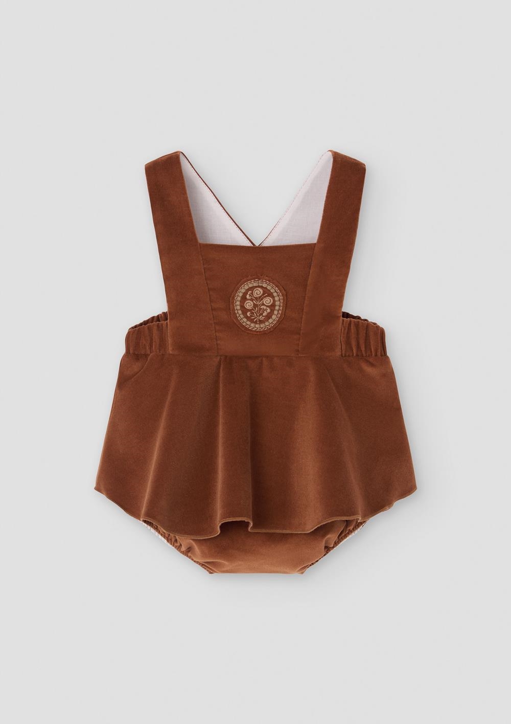 Mod.4.5 Terracotta velvet romper suit with straps | AW26.27 Mod.4.5 Terracotta velvet romper suit with straps
