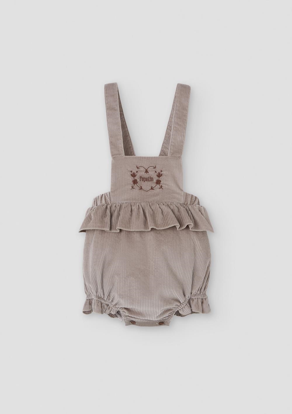 Mod.5.1 Taupe corduroy romper suit with frill | AW26.27 Mod.5.1 Taupe corduroy romper suit with frill