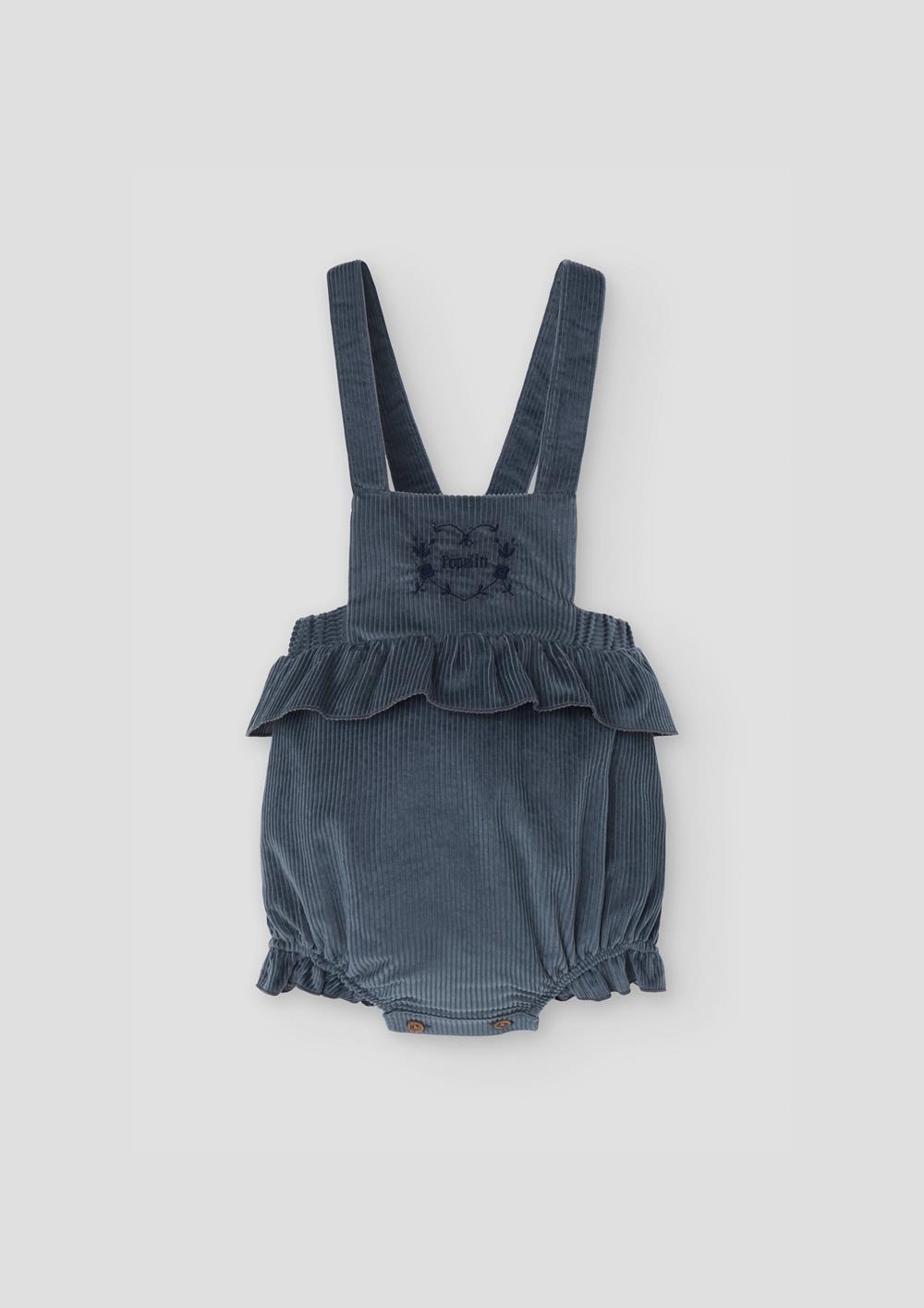Mod.5.2 Grey-blue corduroy romper suit with frill | AW26.27 Mod.5.2 Grey-blue corduroy romper suit with frill