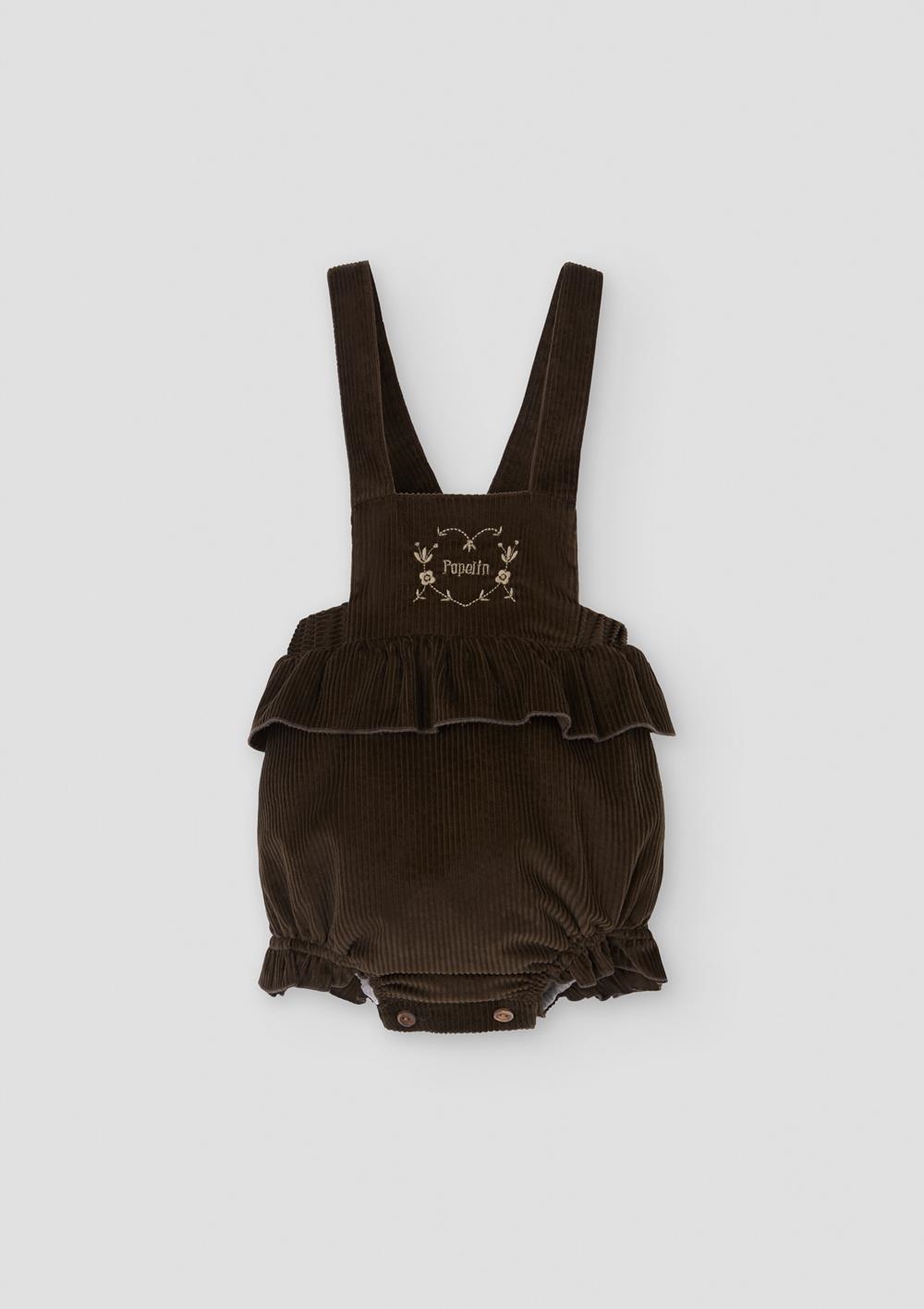 Mod.5.3 Brown corduroy romper suit with frill | AW26.27 Mod.5.3 Brown corduroy romper suit with frill