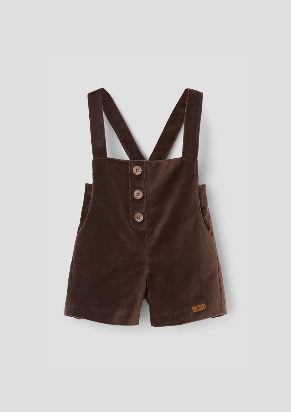 Mod.7.3 Brown velvet dungarees with crossover straps and pockets | AW26.27 Mod.7.3 Brown velvet dungarees with crossover straps and pockets