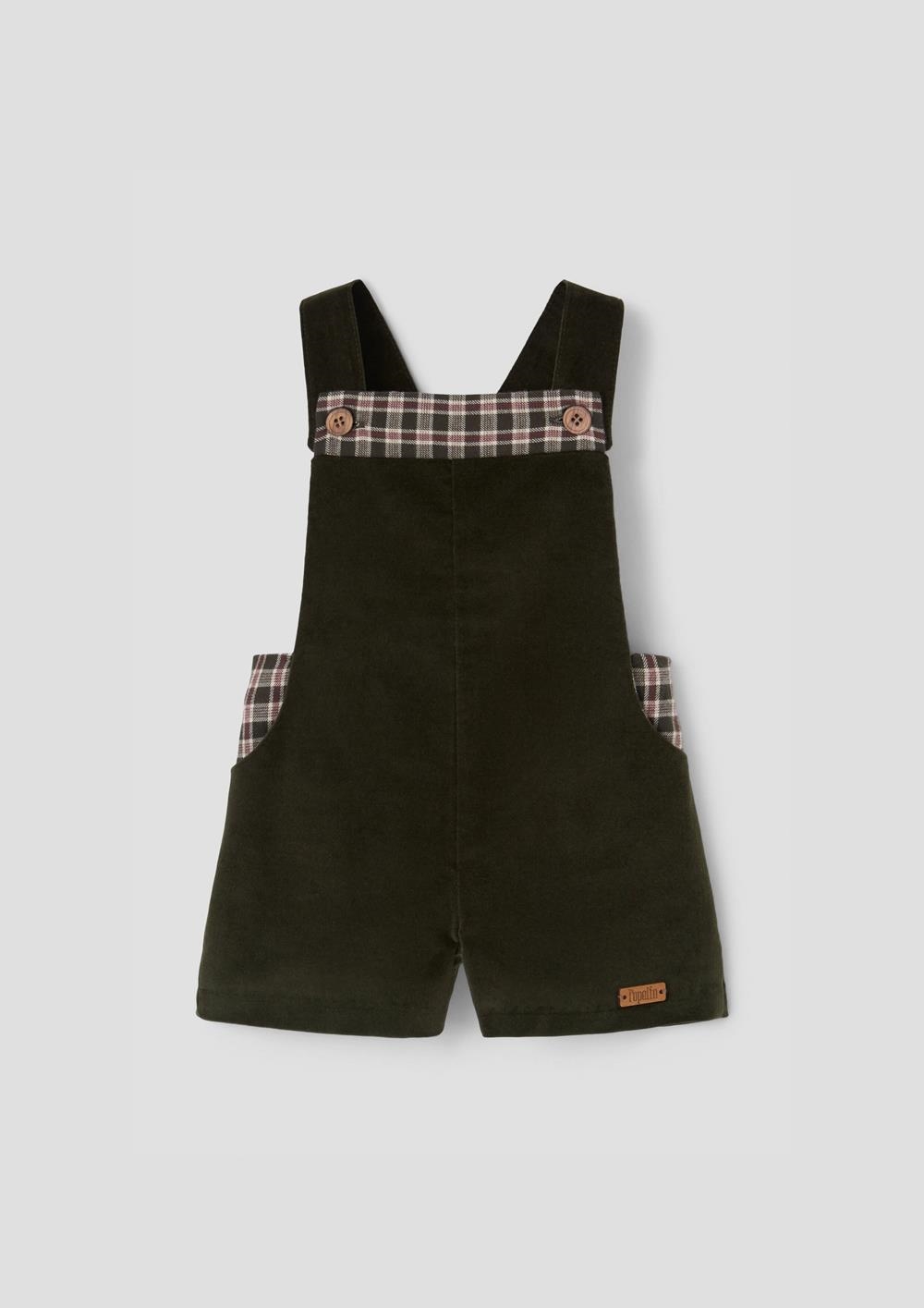 Mod.9.2 Moss green velvet contrasting dungarees | AW26.27 Mod.9.2 Moss green velvet contrasting dungarees