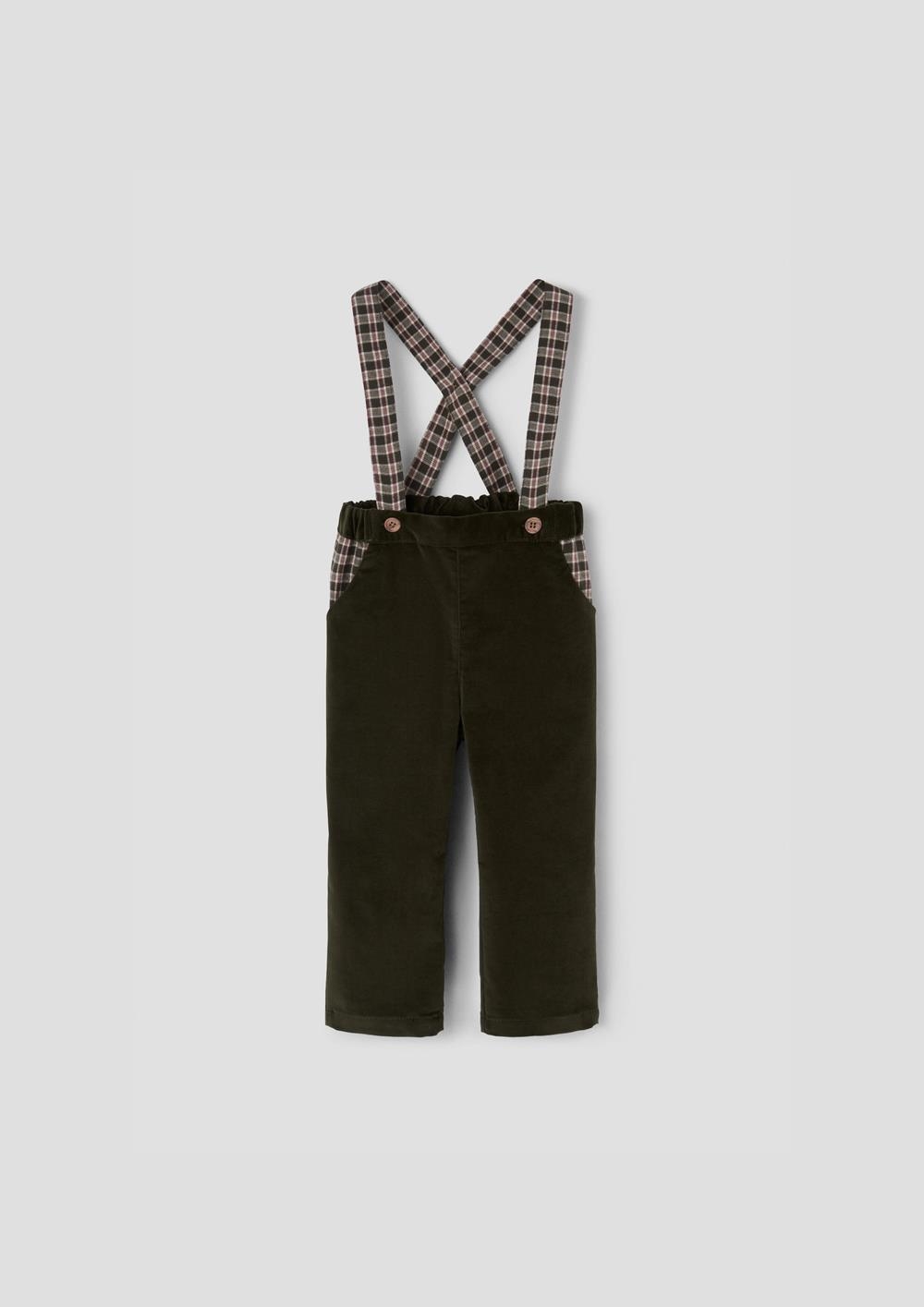 Mod.11.3 Moss green velvet trousers with straps | AW26.27 Mod.11.3 Moss green velvet trousers with straps