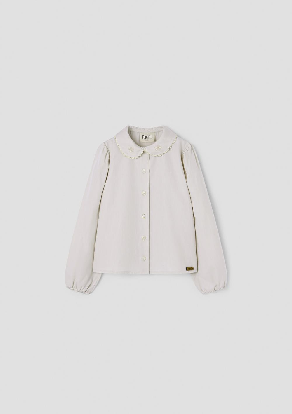Mod.15.1 Off-white blouse with embroidered baby collar | AW26.27 Mod.15.1 Off-white blouse with embroidered baby collar