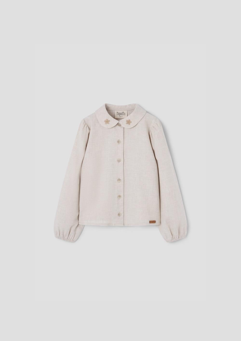 Mod.15.2 Sand blouse with embroidered baby collar | AW26.27 Mod.15.2 Sand blouse with embroidered baby collar