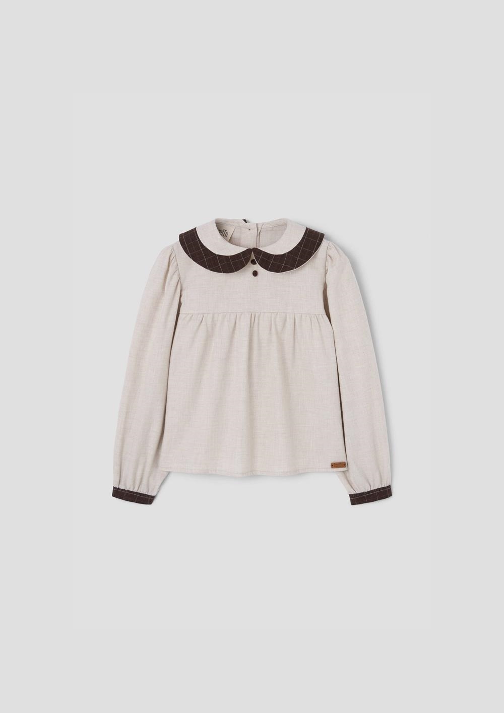 Mod.17.2 Sand blouse with contrasting collar | AW26.27 Mod.17.2 Sand blouse with contrasting collar