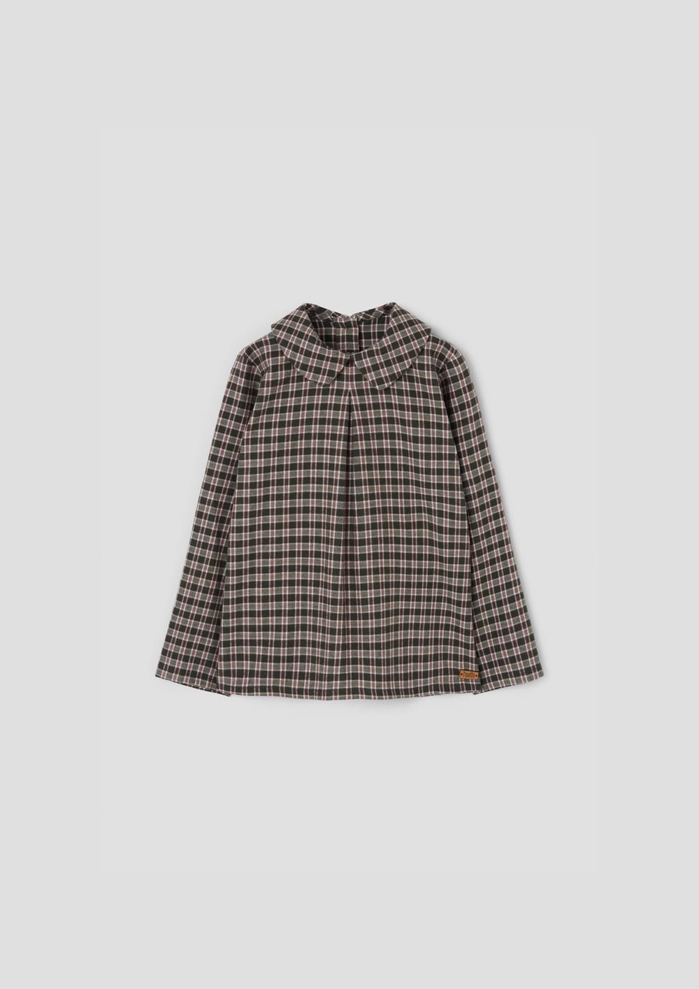 Mod.19.5 Green plaid blouse with pleat | AW26.27 Mod.19.5 Green plaid blouse with pleat