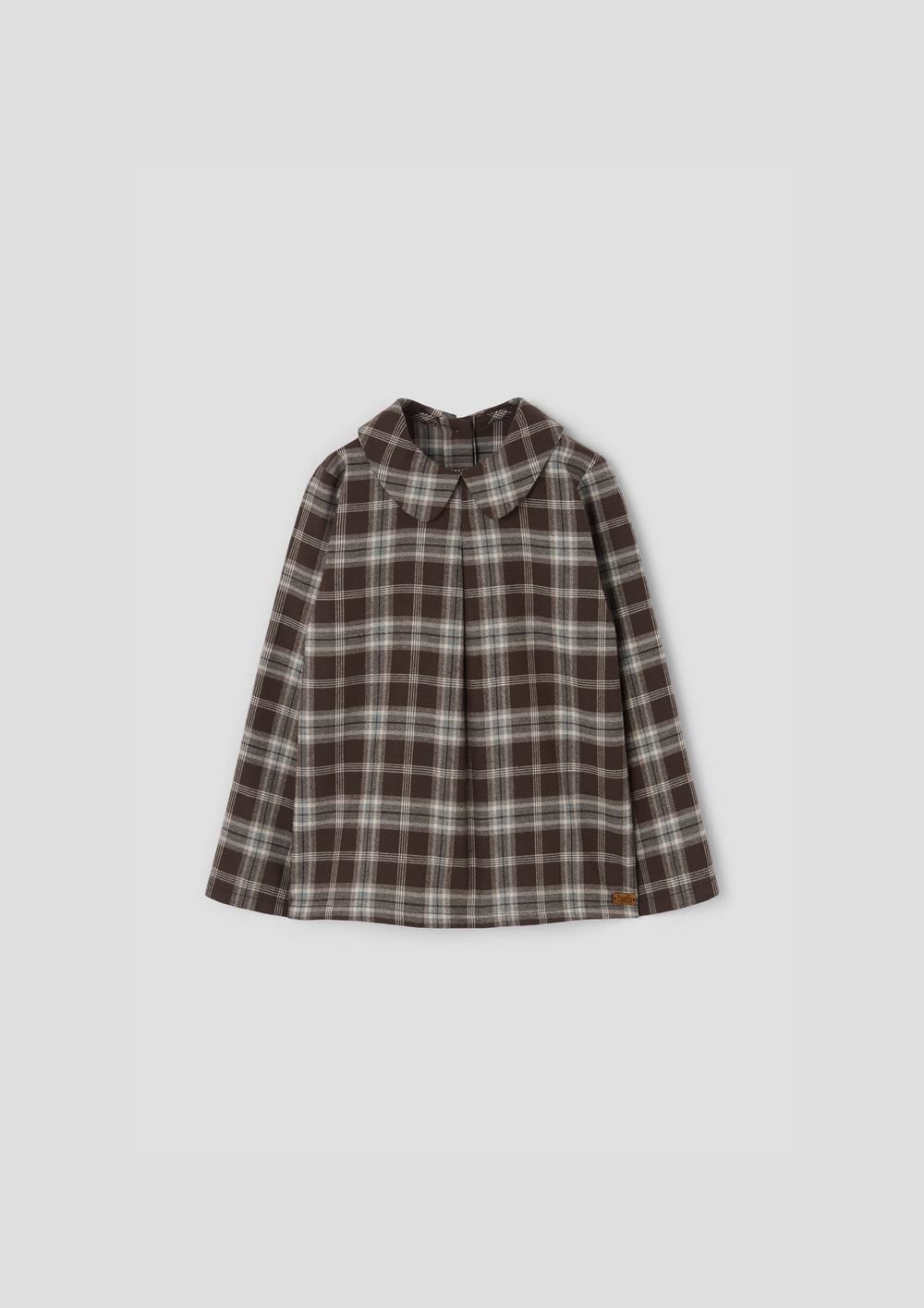 Mod.19.6 Brown plaid blouse with pleat | AW26.27 Mod.19.6 Brown plaid blouse with pleat