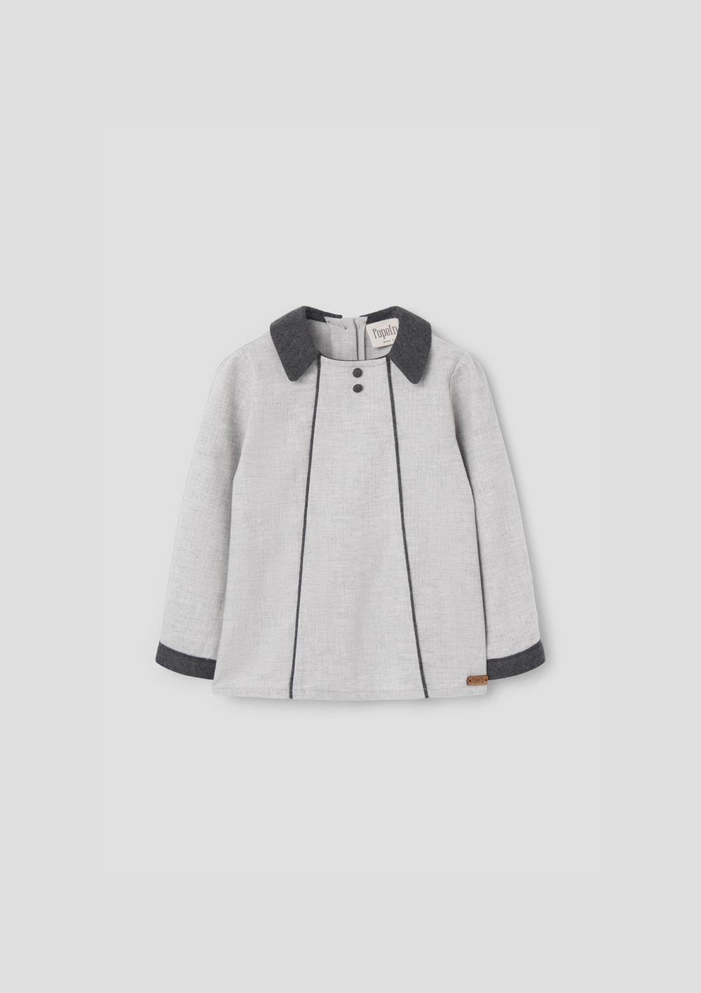 Mod.20.3 Light grey herringbone panelled blouse | AW26.27 Mod.20.3 Light grey herringbone panelled blouse