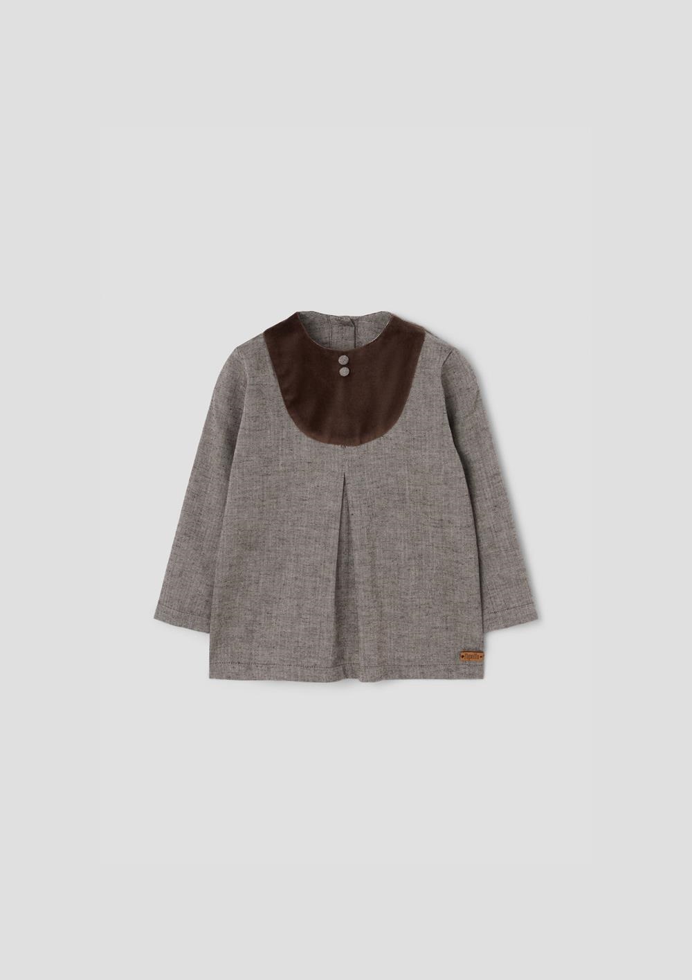 Mod.21.2 Brown herringbone yoke blouse | AW26.27 Mod.21.2 Brown herringbone yoke blouse