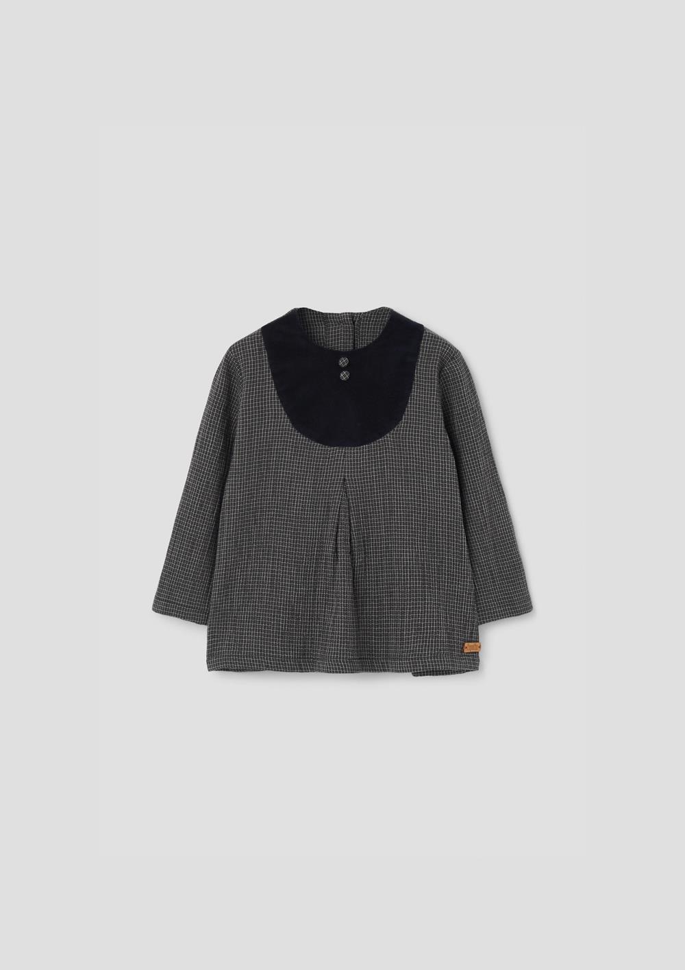 Mod.21.4 Black gingham yoke blouse | AW26.27 Mod.21.4 Black gingham yoke blouse
