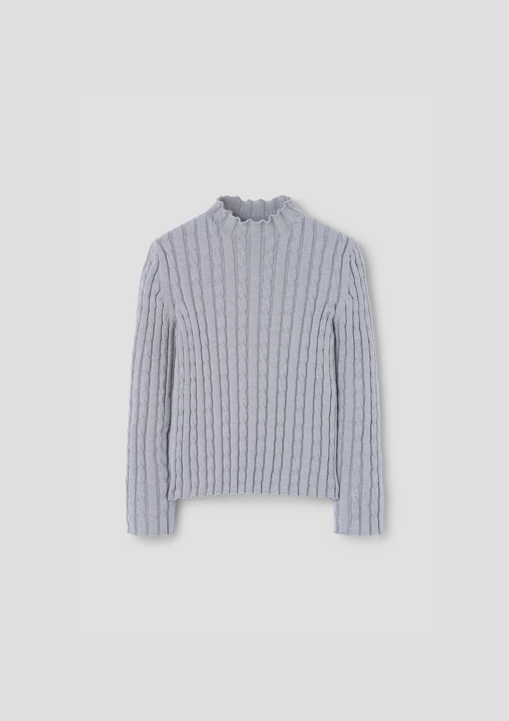 Mod.18.3 Grey Perkins neck knitted sweater | AW26.27 Mod.18.3 Grey Perkins neck knitted sweater