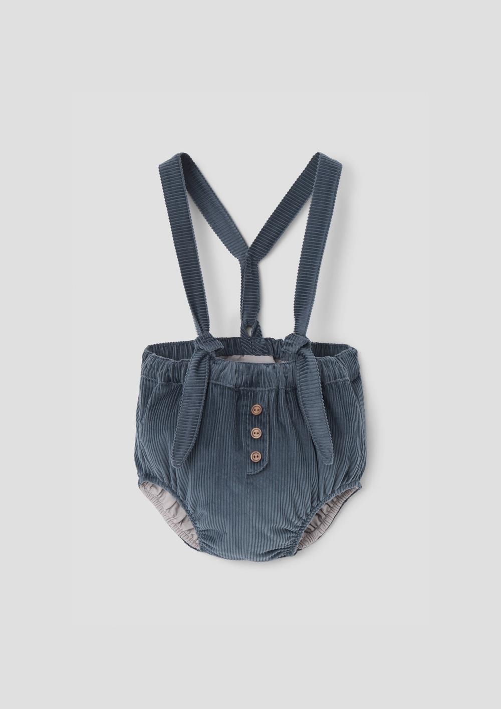 Mod.25.2 Grey-blue corduroy culotte with removable straps | AW26.27 Mod.25.2 Grey-blue corduroy culotte with removable straps