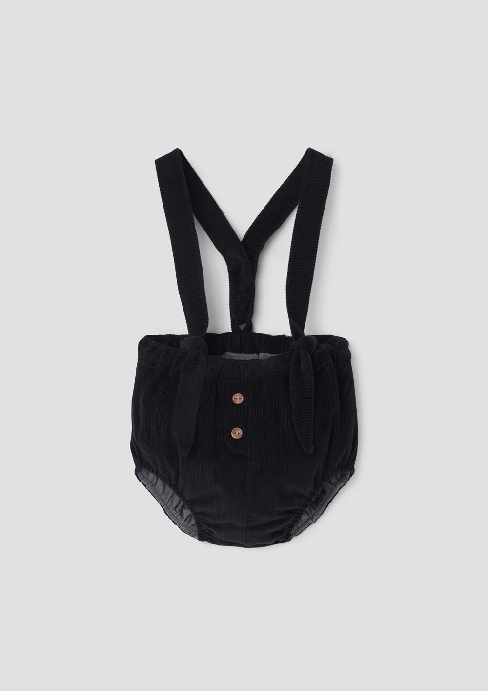 Mod.25.4 Black corduroy culotte with removable straps | AW26.27 Mod.25.4 Black corduroy culotte with removable straps