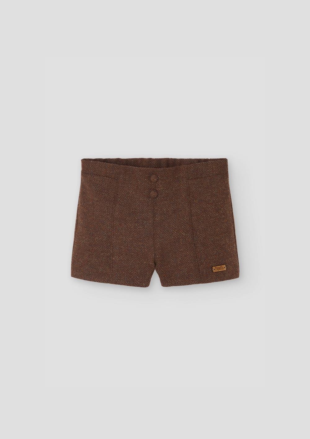 Mod.29.1 Brown woollen panelled shorts | AW26.27 Mod.29.1 Brown woollen panelled shorts