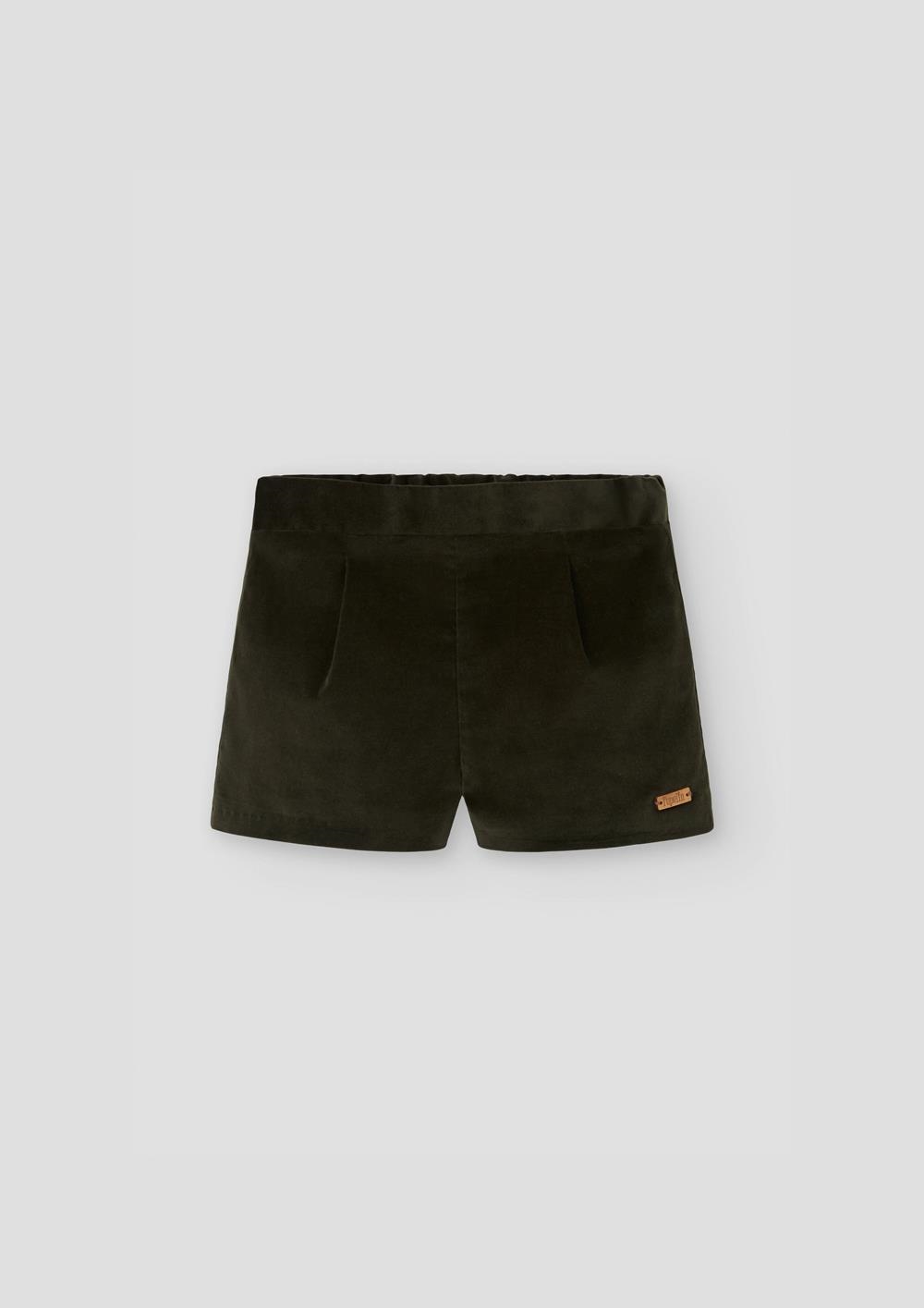 Mod.30.2 Moss green velvet shorts with darts | AW26.27 Mod.30.2 Moss green velvet shorts with darts