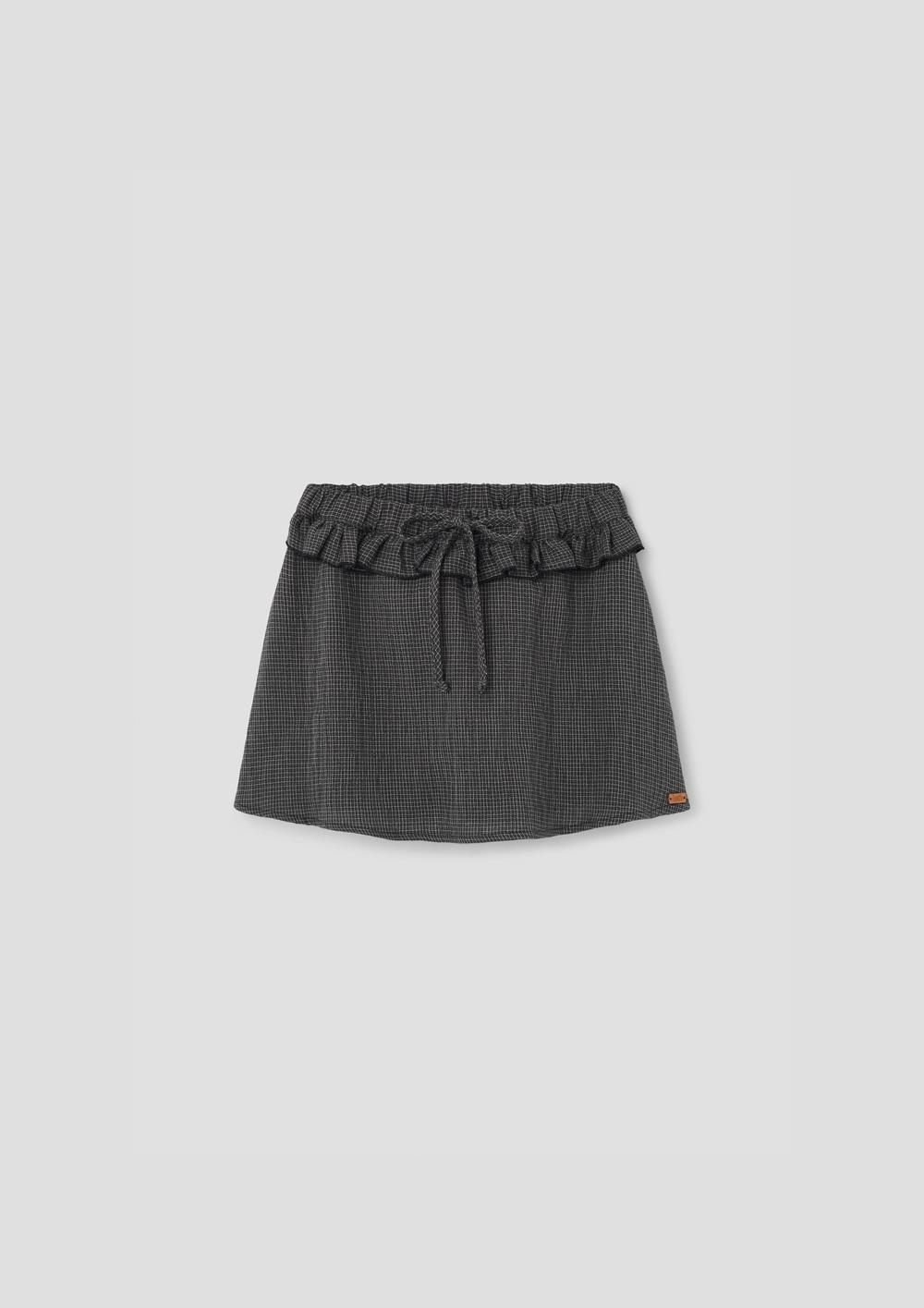 Mod.33.4 Black gingham short skirt with frill | AW26.27 Mod.33.4 Black gingham short skirt with frill