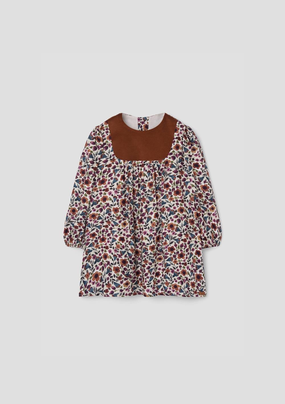Mod.40.2 Multi-coloured floral short dress with yoke | AW26.27 Mod.40.2 Multi-coloured floral short dress with yoke