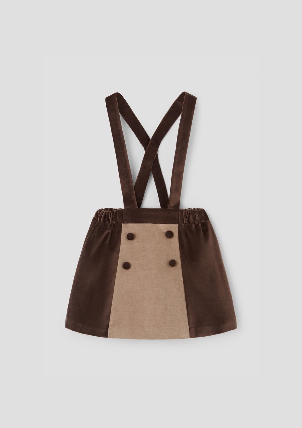 Mod.44.3 Brown velvet contrasting short skirt with straps | AW26.27 Mod.44.3 Brown velvet contrasting short skirt with straps
