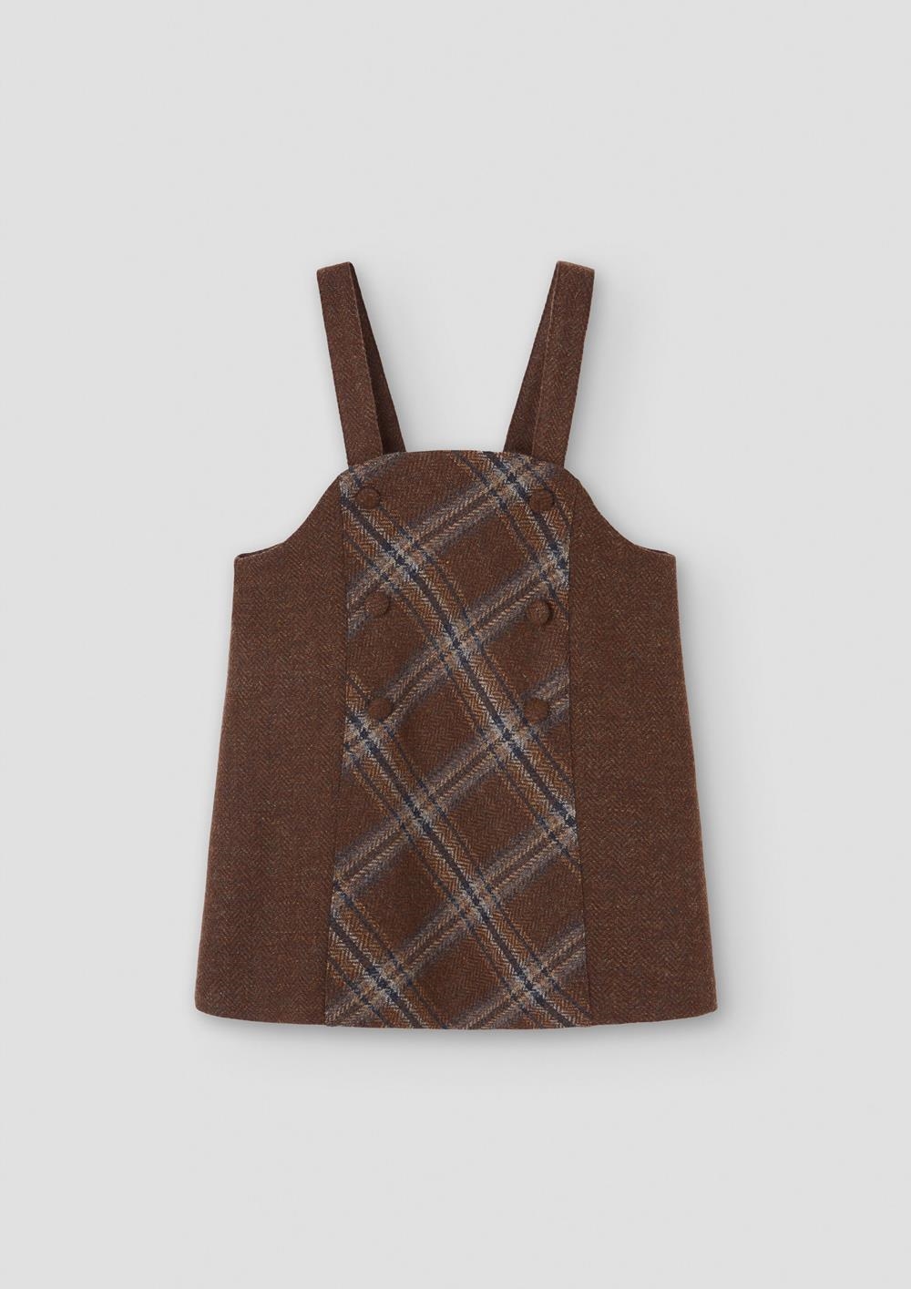Mod.45.1 Brown wool short dress with contrasting bib | AW26.27 Mod.45.1 Brown wool short dress with contrasting bib