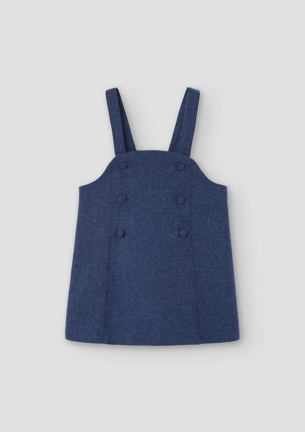Mod.45.4 Blue wool short dress with bib | AW26.27 Mod.45.4 Blue wool short dress with bib