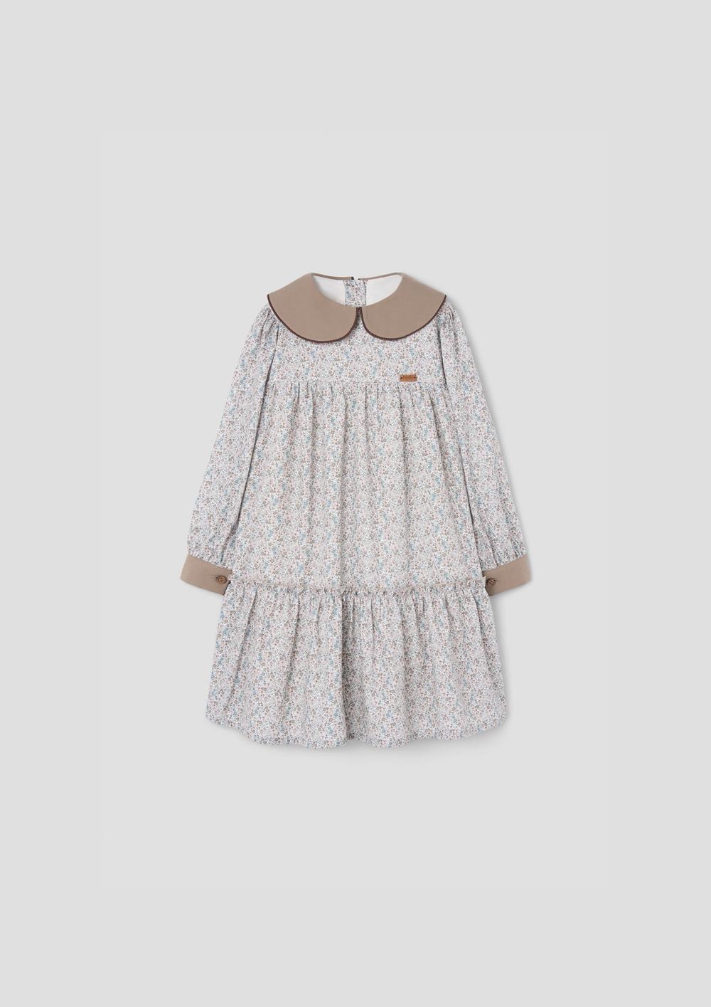 Mod.48.2 Micro-flower floral dress with baby collar | AW26.27 Mod.48.2 Micro-flower floral dress with baby collar