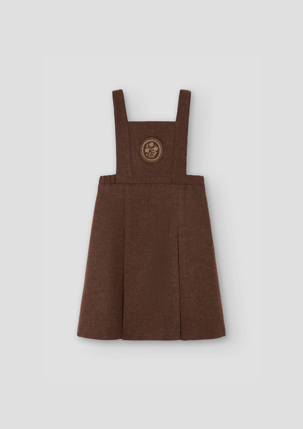 Mod.49.2 Brown woollen dress with embroidered bib yoke | AW26.27 Mod.49.2 Brown woollen dress with embroidered bib yoke