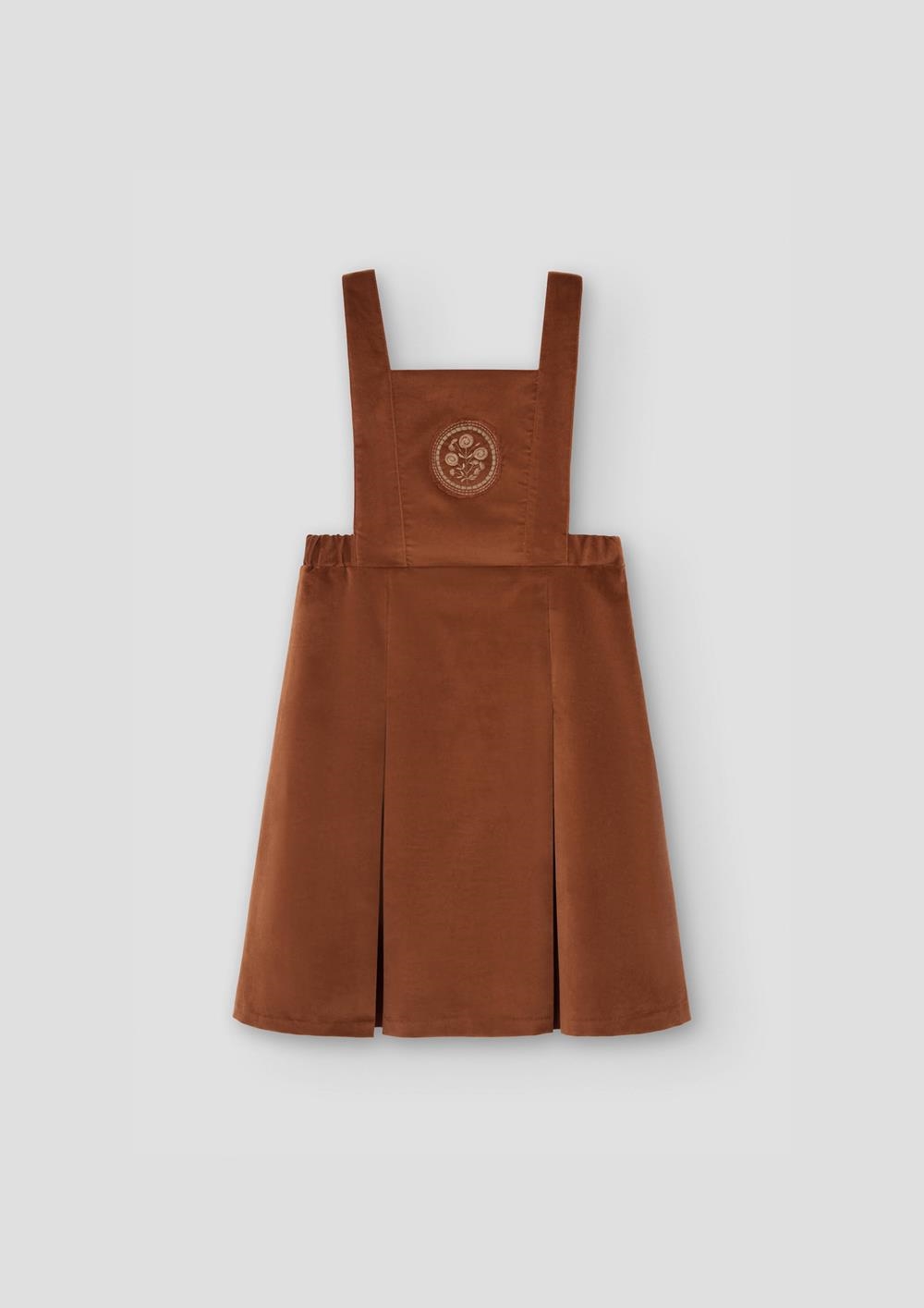 Mod.49.4 Terracotta velvet dress with embroidered bib yoke | AW26.27 Mod.49.4 Terracotta velvet dress with embroidered bib yoke
