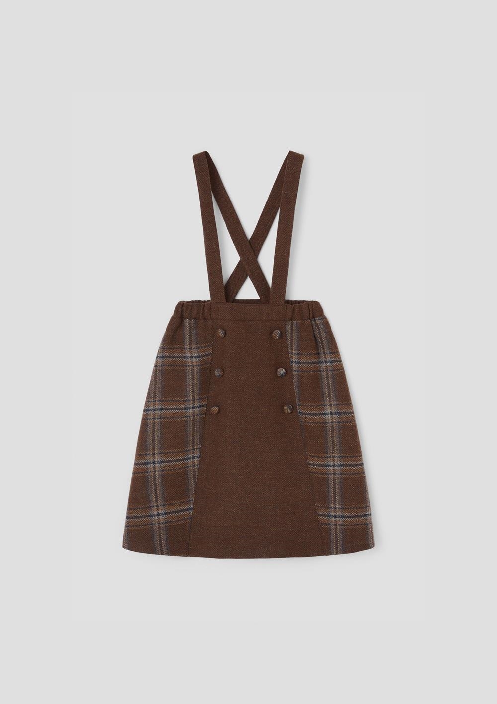 Mod.51.1 Brown plaid woollen contrasting skirt | AW26.27 Mod.51.1 Brown plaid woollen contrasting skirt