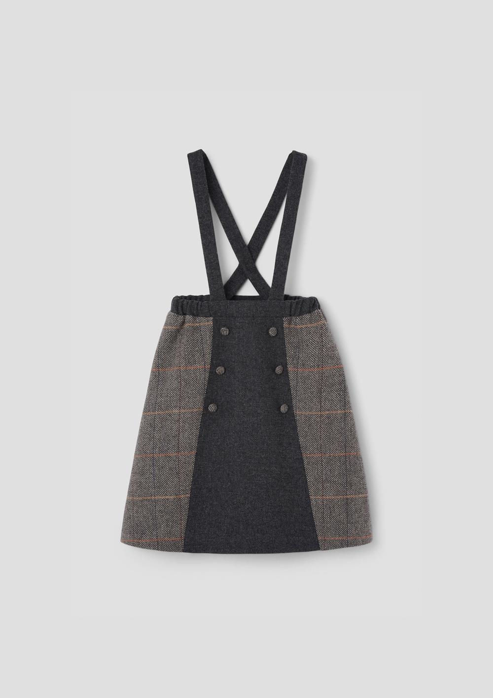 Mod.51.2 Grey herringbone woollen contrasting skirt | AW26.27 Mod.51.2 Grey herringbone woollen contrasting skirt