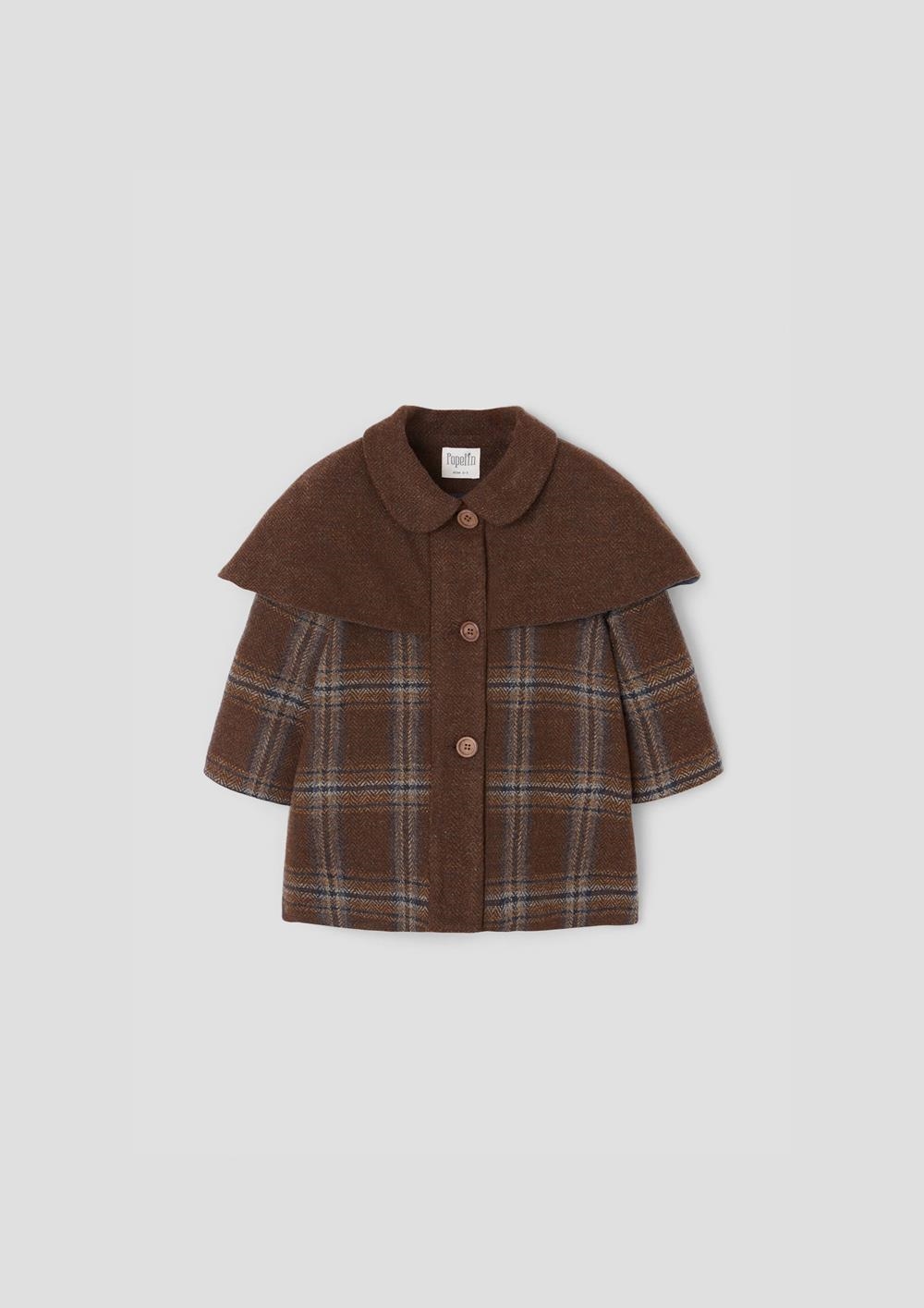 Mod.60.1 Brown plaid woollen cape coat | AW26.27 Mod.60.1 Brown plaid woollen cape coat