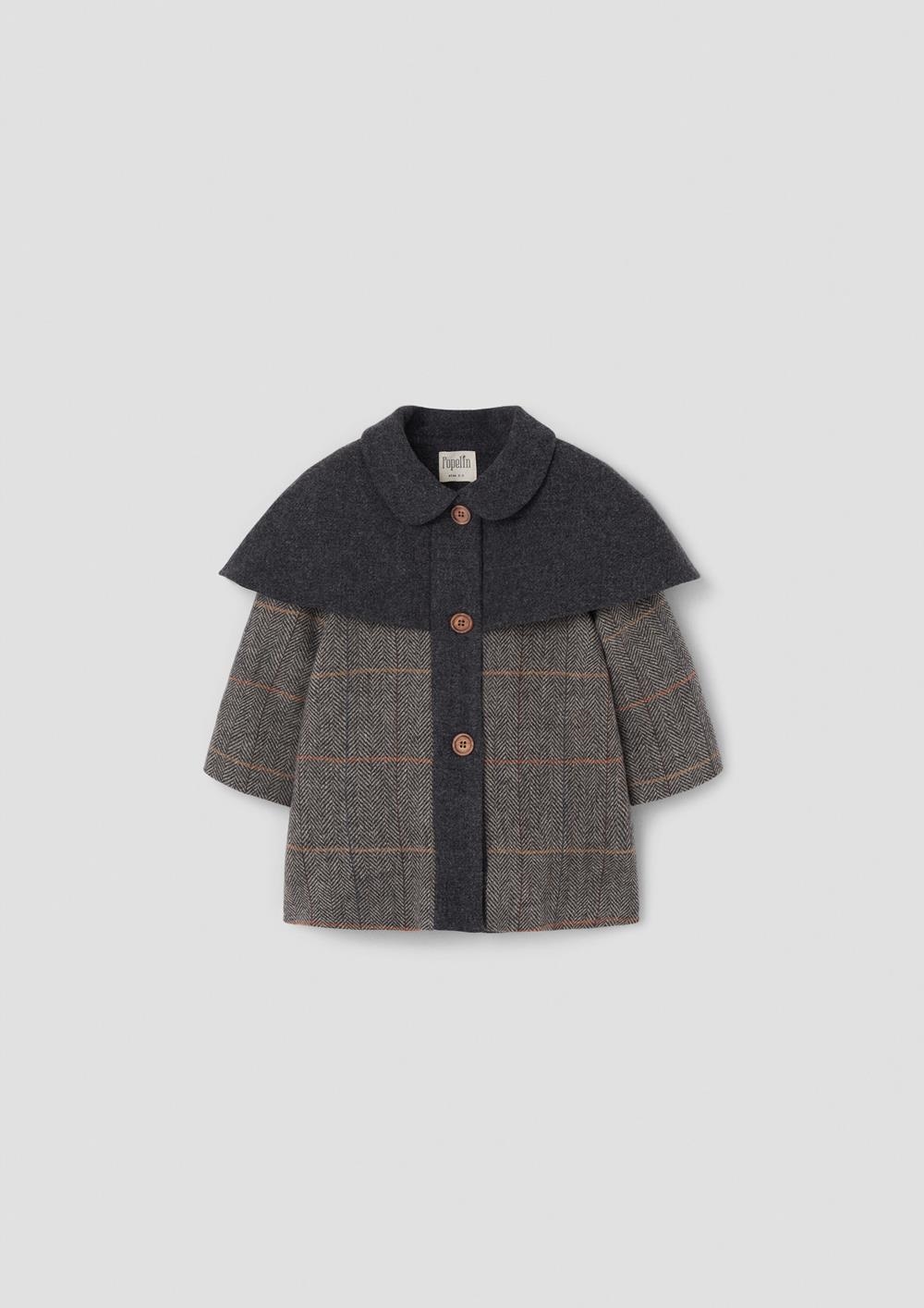 Mod.60.3 Grey herringbone woollen cape coat | AW26.27 Mod.60.3 Grey herringbone woollen cape coat