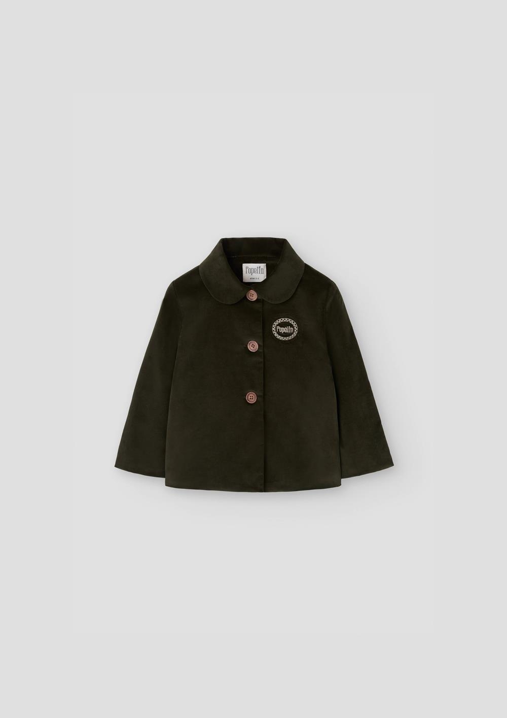 Mod.63.3 Moss green velvet coat with shirt-style collar | AW26.27 Mod.63.3 Moss green velvet coat with shirt-style collar