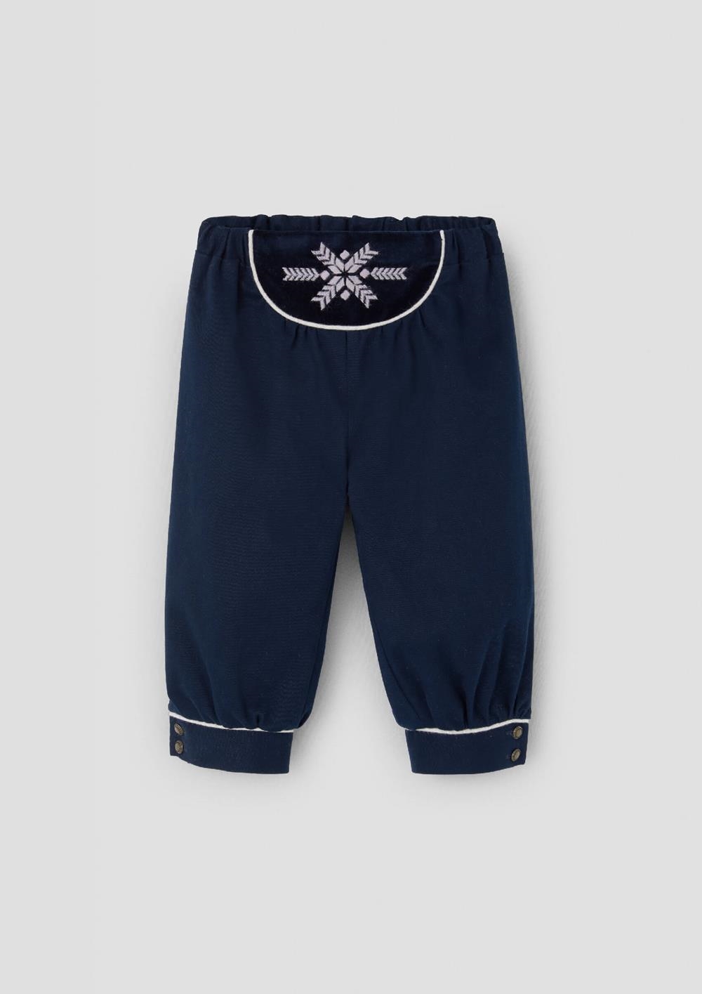 Mod.107.3 Navy blue embroidered yoke trousers | AW26.27 Mod.107.3 Navy blue embroidered yoke trousers