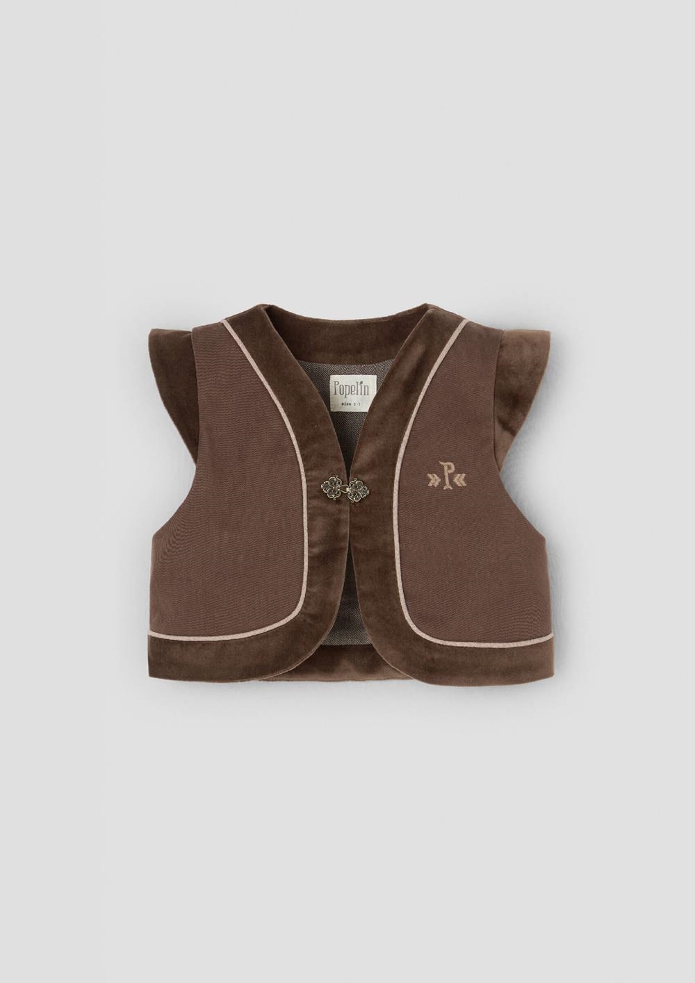 Mod.108.2 Brown contrasting waistcoat with embroidered | AW26.27 Mod.108.2 Brown contrasting waistcoat with embroidered