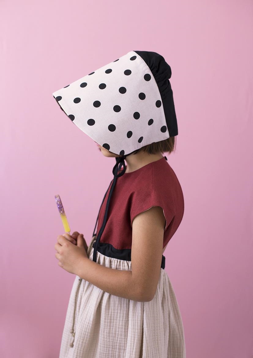 Mod.34.1 Black polka dot maxi bonnet | SS20Mod.34.1 Black polka dot maxi bonnet | 1